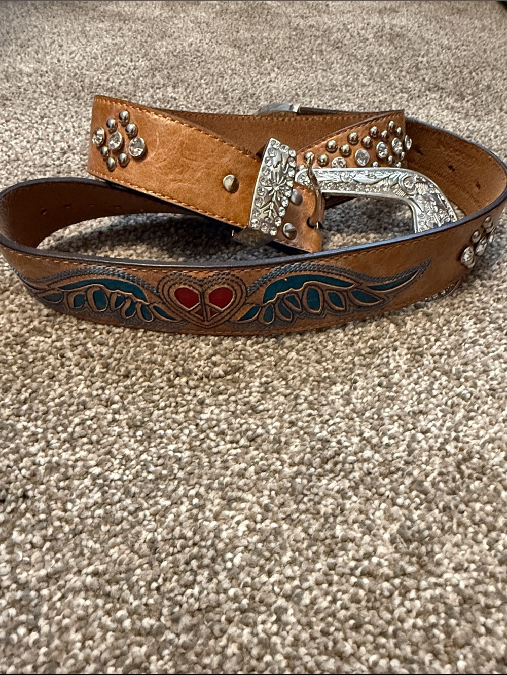 Women’s western rhinestone belt with buckle LARGE